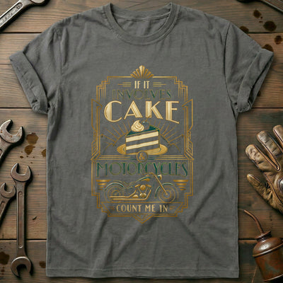 Cake and Motorcycles Art Deco T-Shirt Gift For Biker