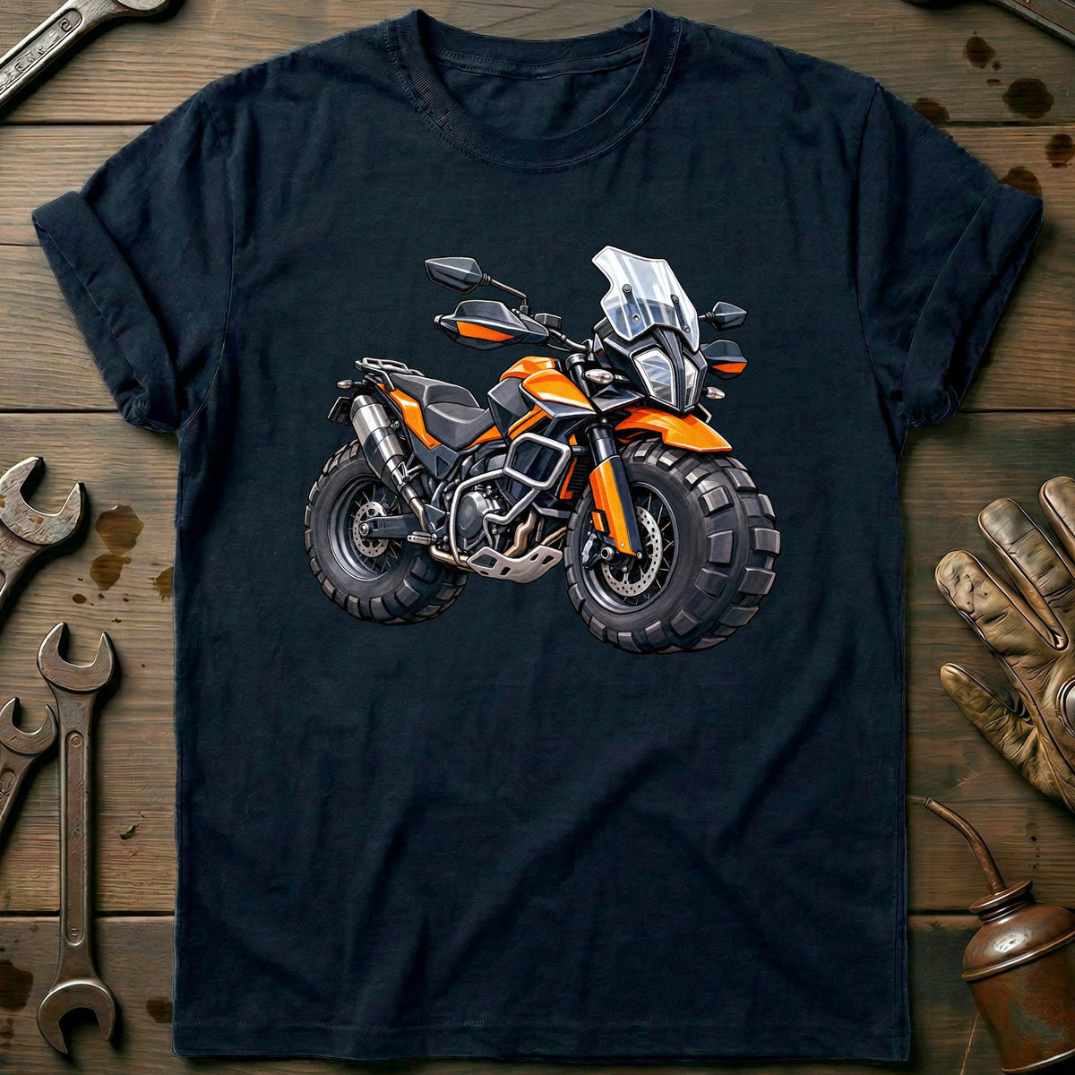 Adventure Front Toonstyle Motorcycle T-Shirt GC Gift For Biker