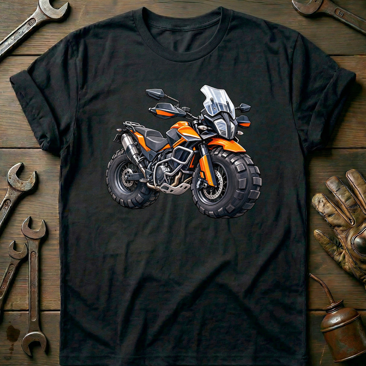 Adventure Front Toonstyle Motorcycle T-Shirt GC Gift For Biker