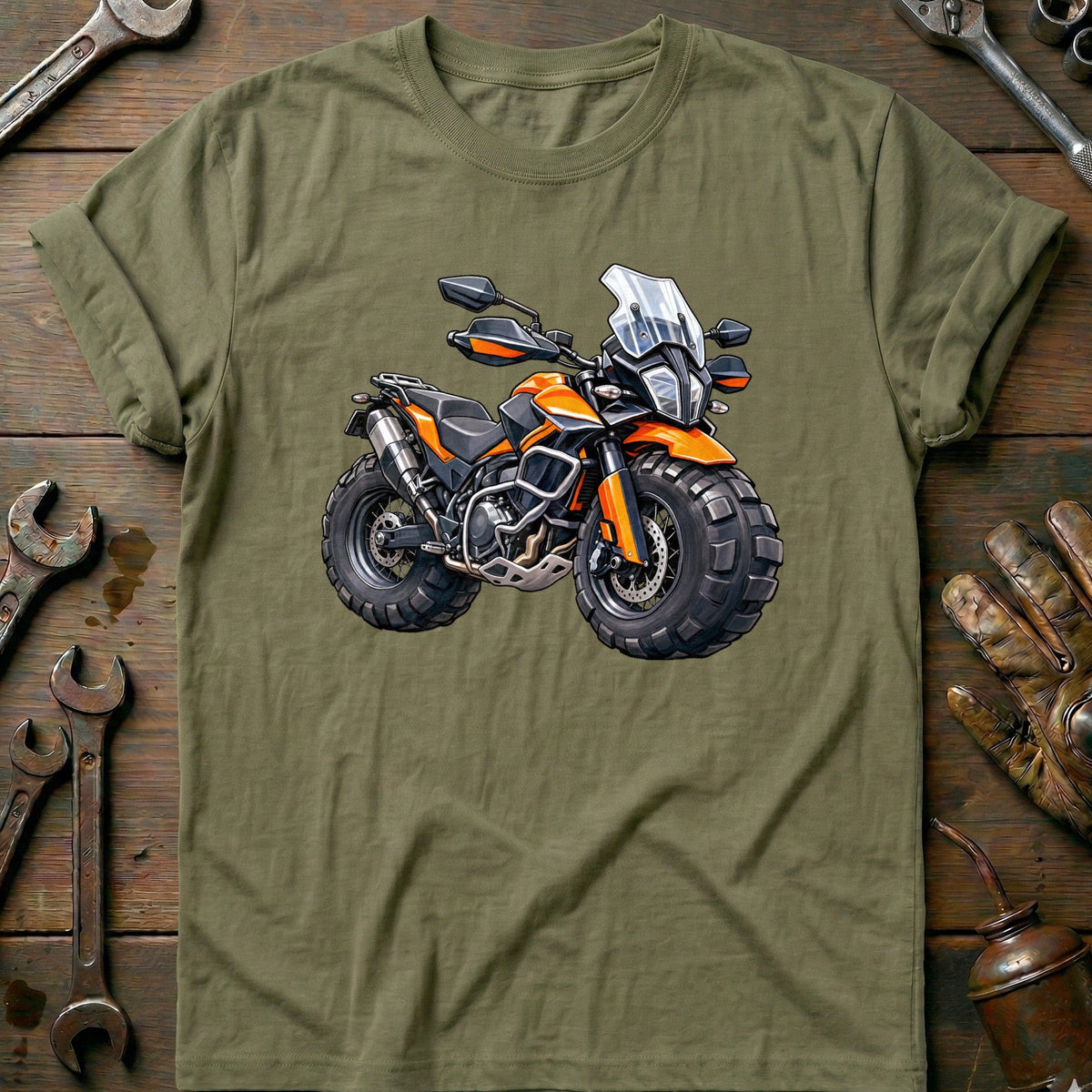 Adventure Front Toonstyle Motorcycle T-Shirt GC Gift For Biker