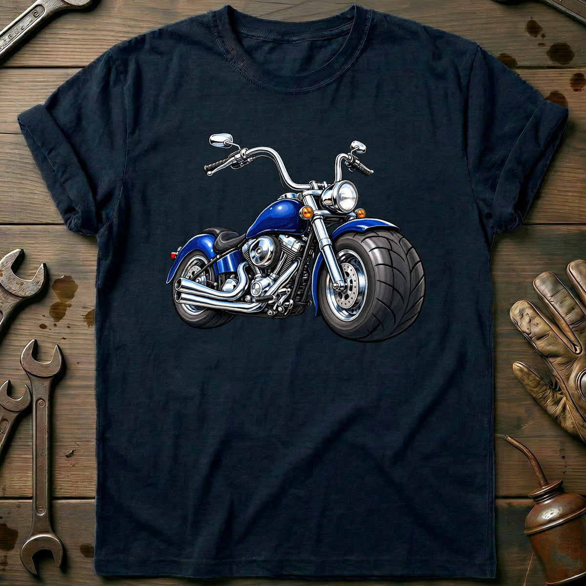 Cruiser Front Toonstyle Motorcycle T-Shirt GC Gift For Biker