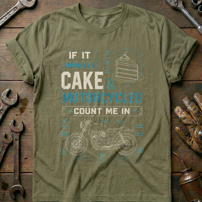 Cake and Motorcycles Blueprint T-Shirt Gift For Biker