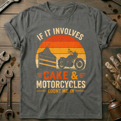 Cake and Motorcycles Sunset T-Shirt Gift For Biker