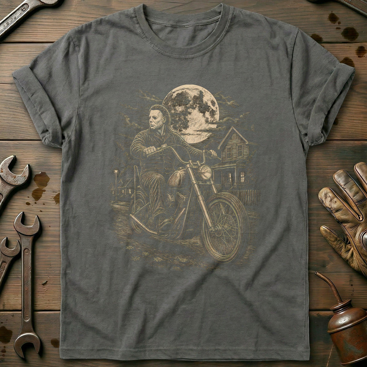 Coverall Scene Motorcycle T-Shirt Gift For Biker
