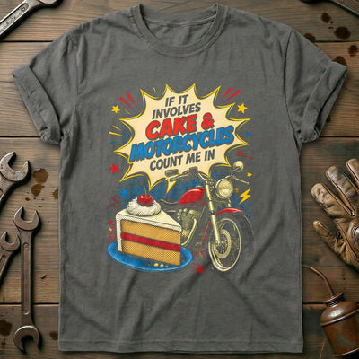 Cake and Motorcycles Popart T-Shirt Gift For Biker