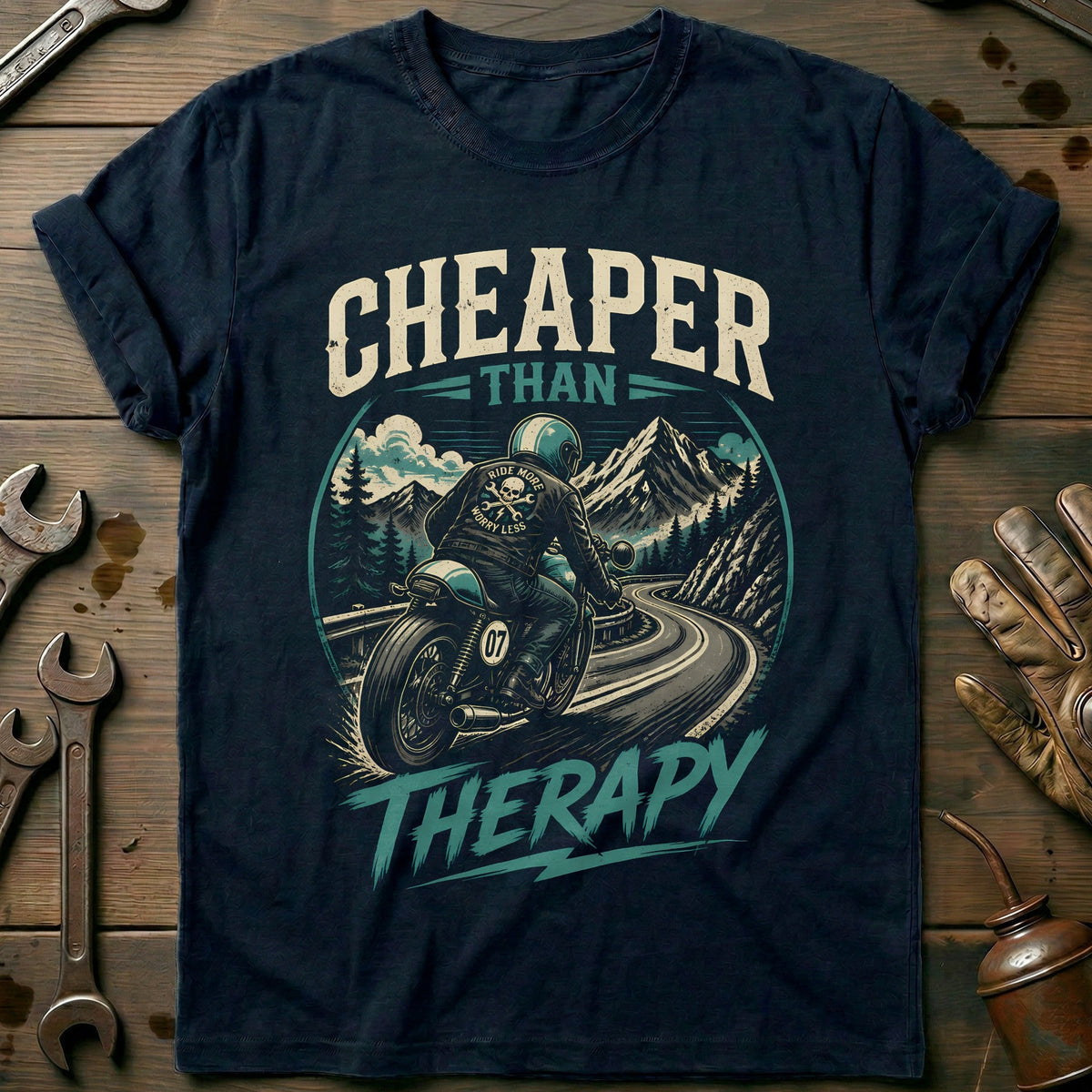Cheaper Than Therapy Motorcycle T-Shirt Gift For Biker