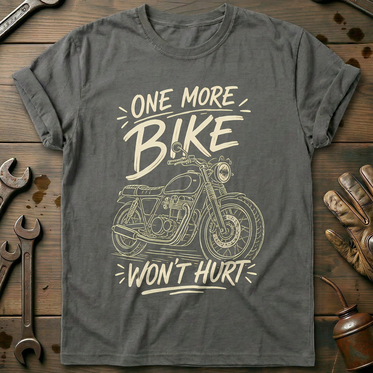 Cream Lineart Motorcycle T-Shirt GC Gift For Biker