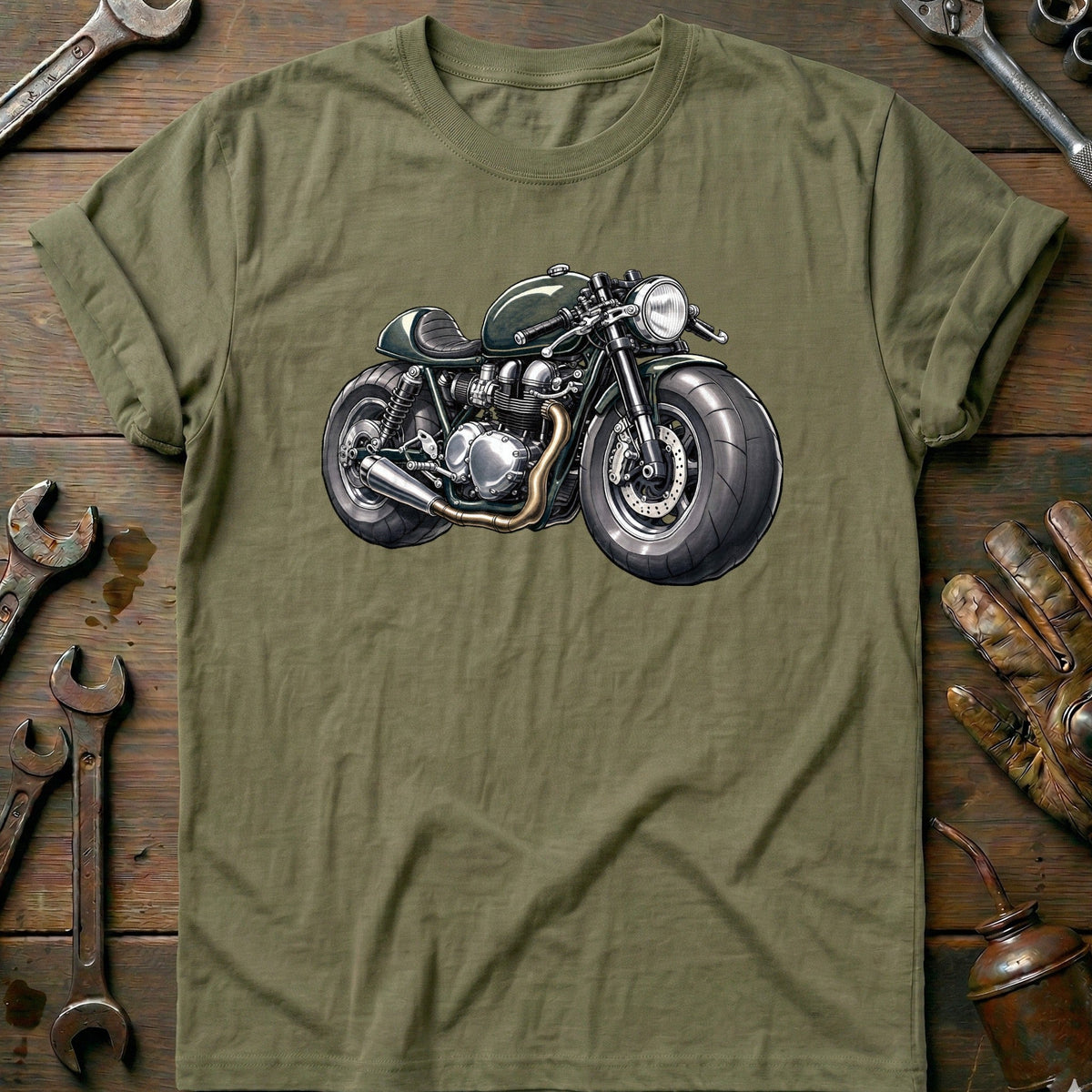 Cafe Racer Front Toonstyle Motorcycle T-Shirt EU Gift For Biker