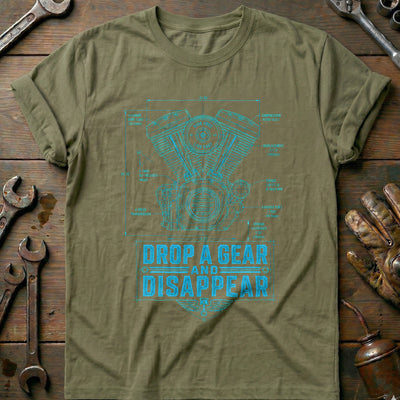 Drop a Gear Blueprint Motorcycle T-Shirt Gift For Biker