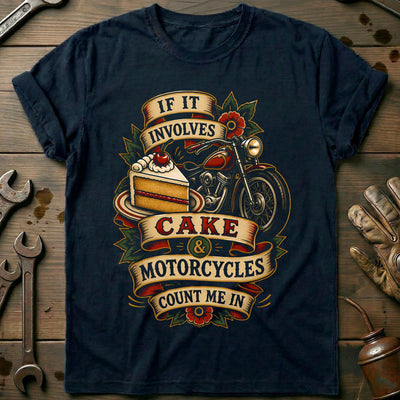 Cake and Motorcycles Tattoo T-Shirt GC Gift For Biker