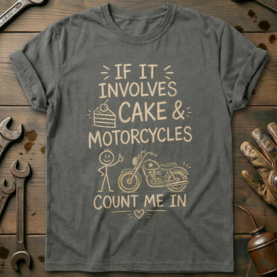 Cake and Motorcycles Doodle T-Shirt EU Gift For Biker