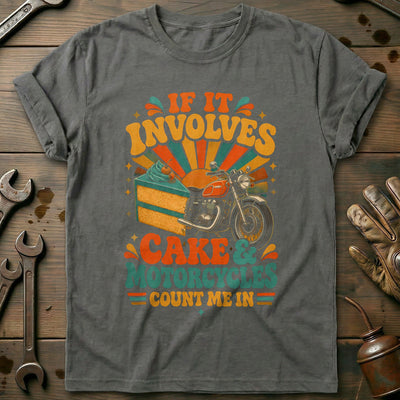 Cake and Motorcycles Groovy T-Shirt GC Gift For Biker