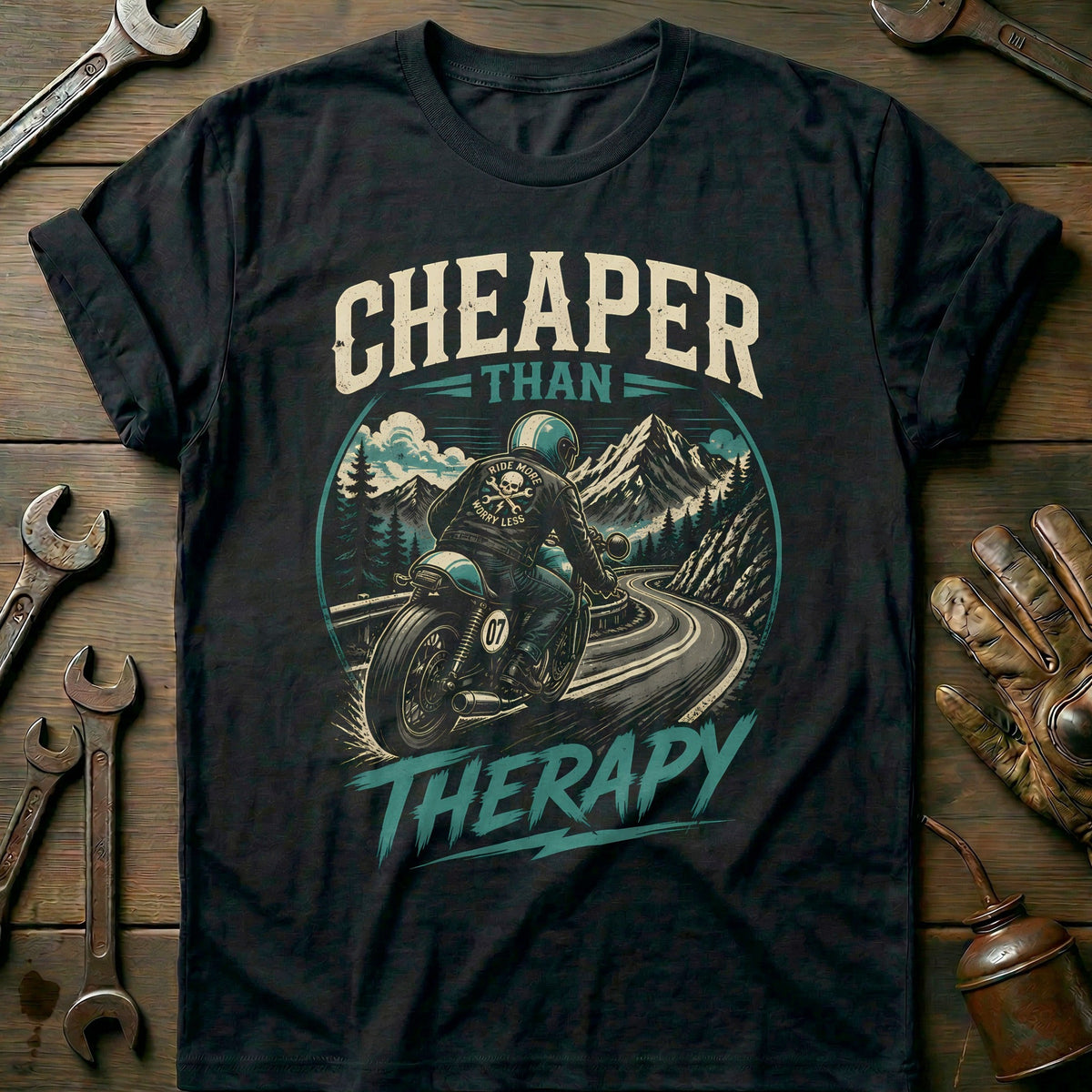 Cheaper Than Therapy Motorcycle T-Shirt US Gift For Biker