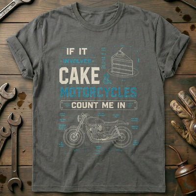 Cake and Motorcycles Blueprint T-Shirt EU Gift For Biker