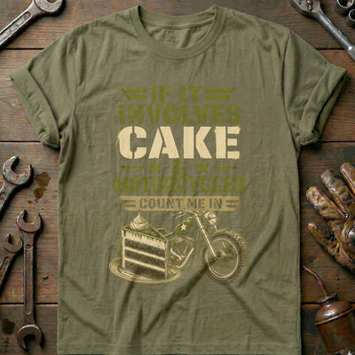 Cake and Motorcycles Stencil T-Shirt GC Gift For Biker