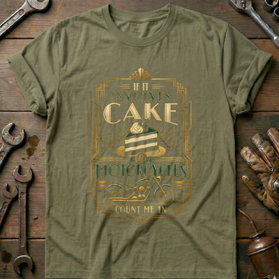 Cake and Motorcycles Art Deco T-Shirt EU Gift For Biker