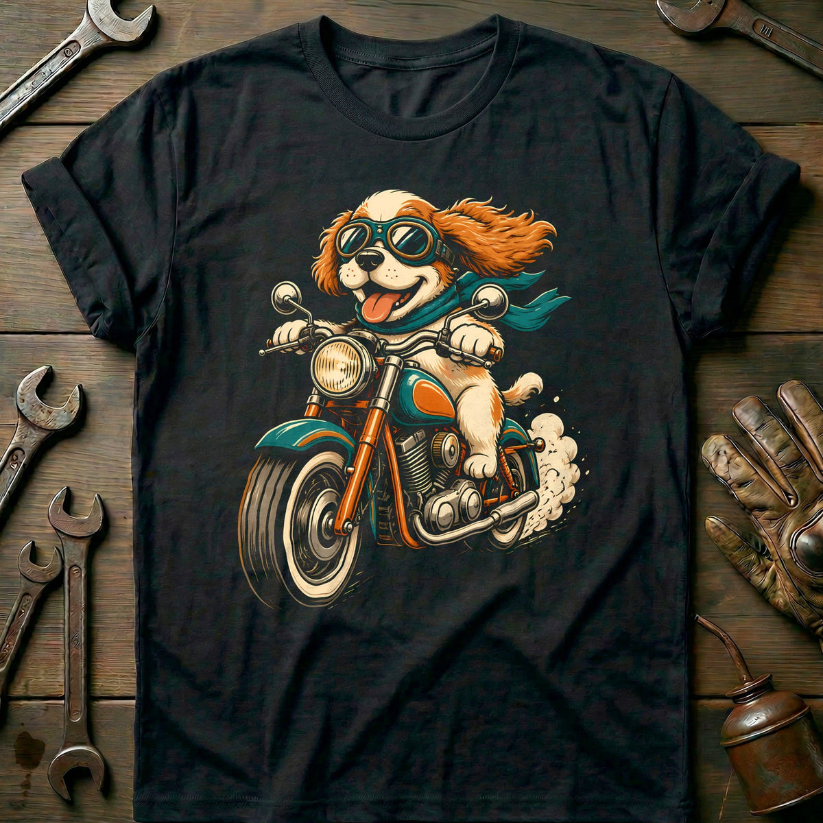 Dog Rider Motorcycle T-Shirt US Gift For Biker