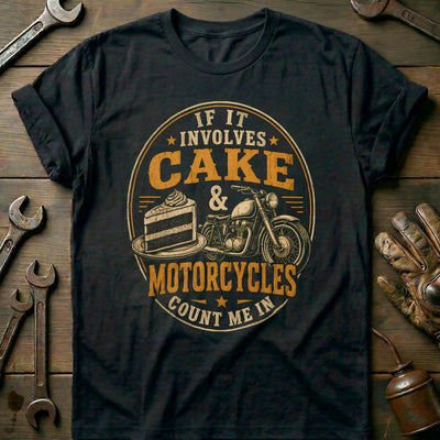 Cake and Motorcycles Emblem T-Shirt GC Gift For Biker