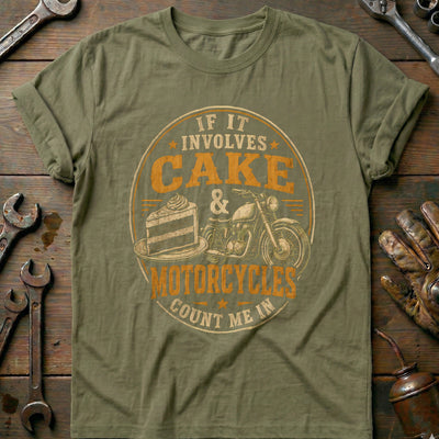 Cake and Motorcycles Emblem T-Shirt GC Gift For Biker