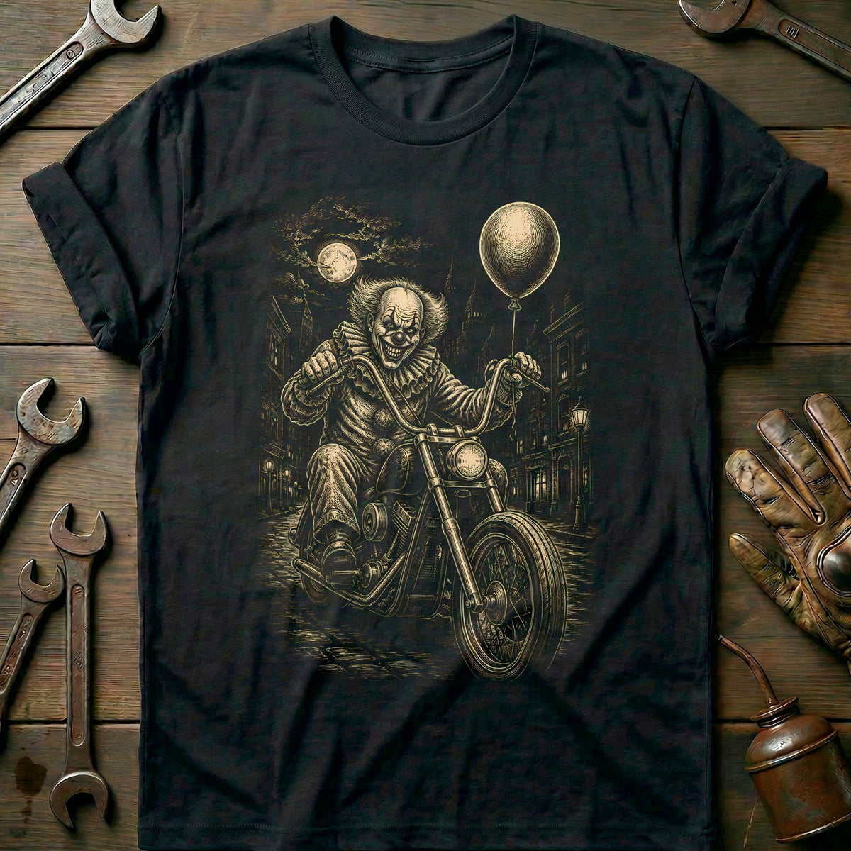 Clown Scene Motorcycle T-Shirt EU Gift For Biker
