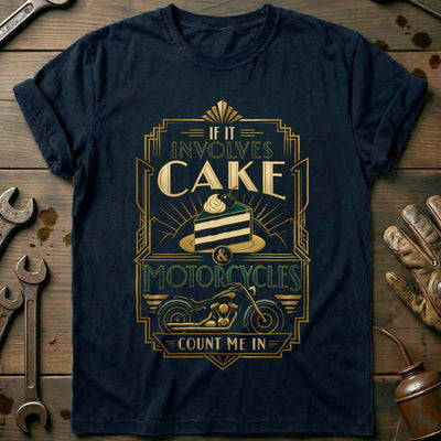 Cake and Motorcycles Art Deco T-Shirt GC Gift For Biker