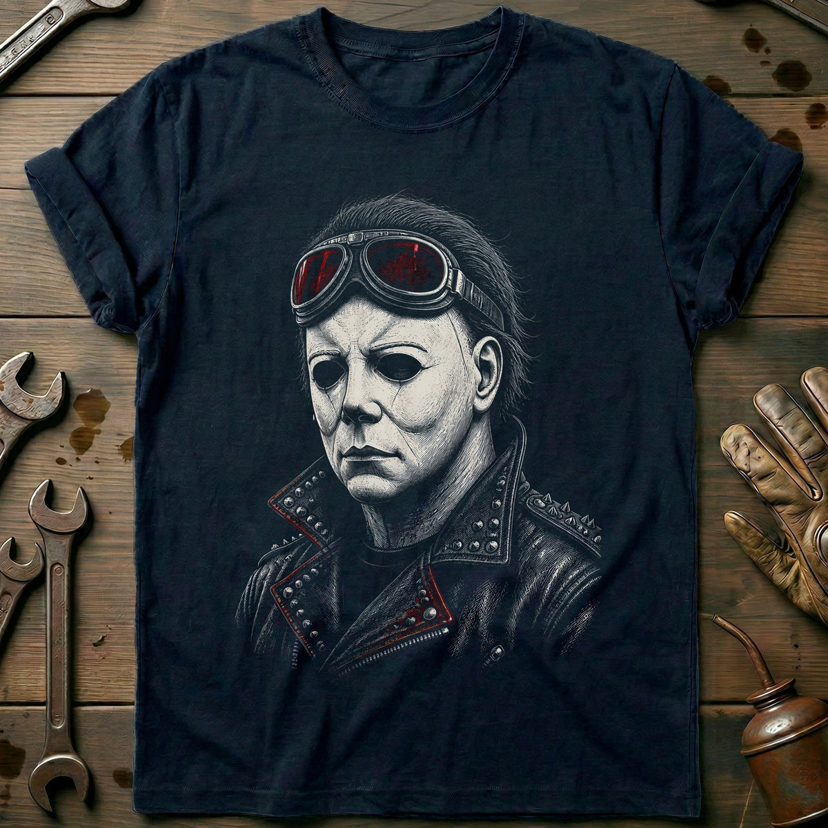 Coverall Etched Motorcycle T-Shirt US Gift For Biker