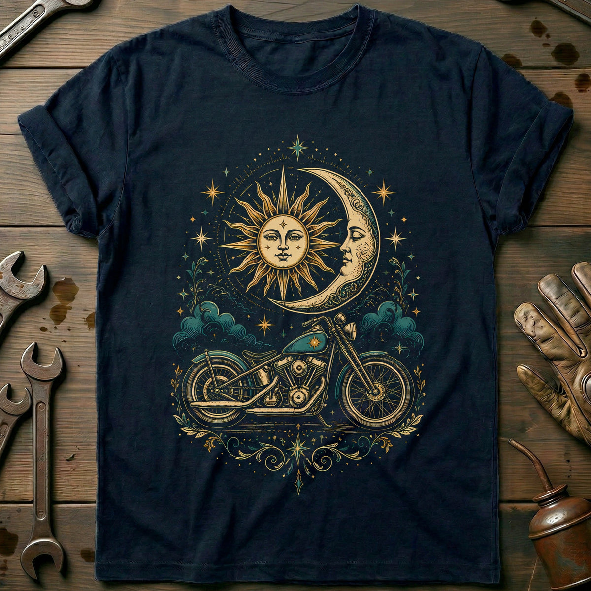 Celestial Moto Motorcycle T-Shirt AU Gift For Biker