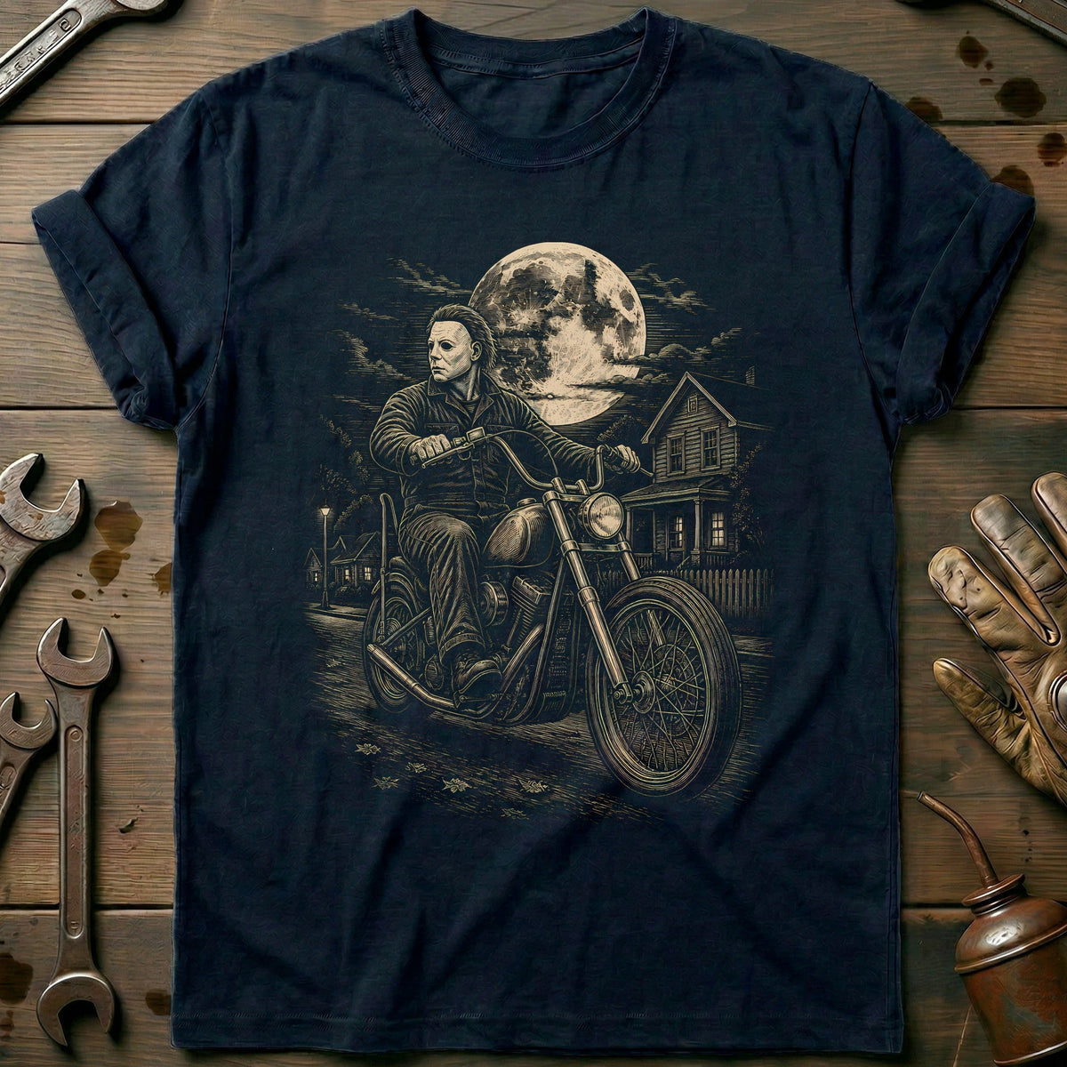 Coverall Scene Motorcycle T-Shirt US Gift For Biker