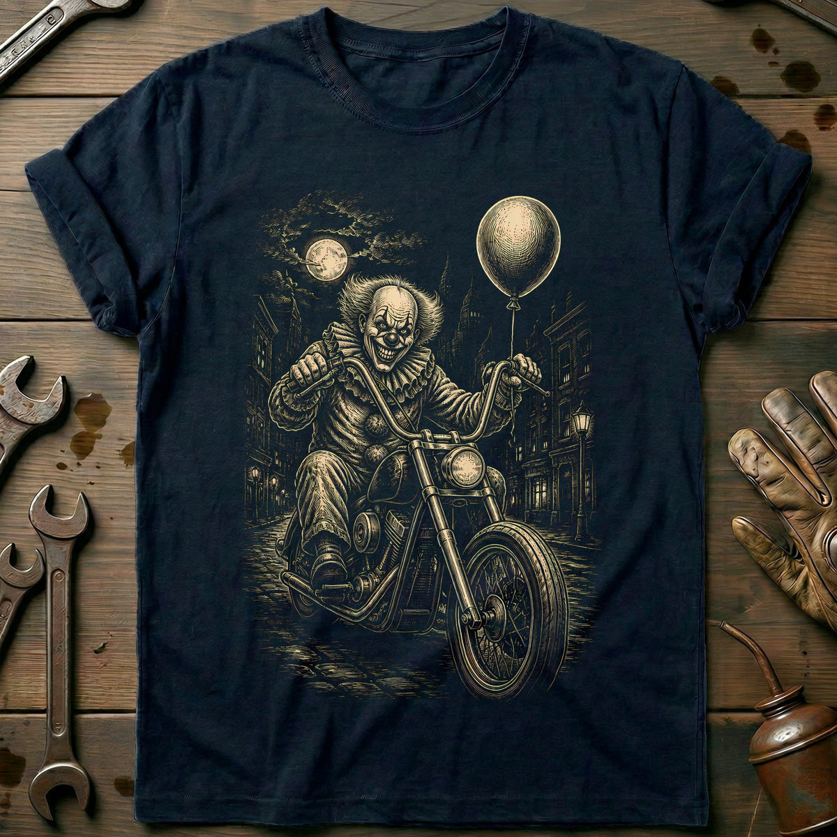 Clown Scene Motorcycle T-Shirt GC Gift For Biker