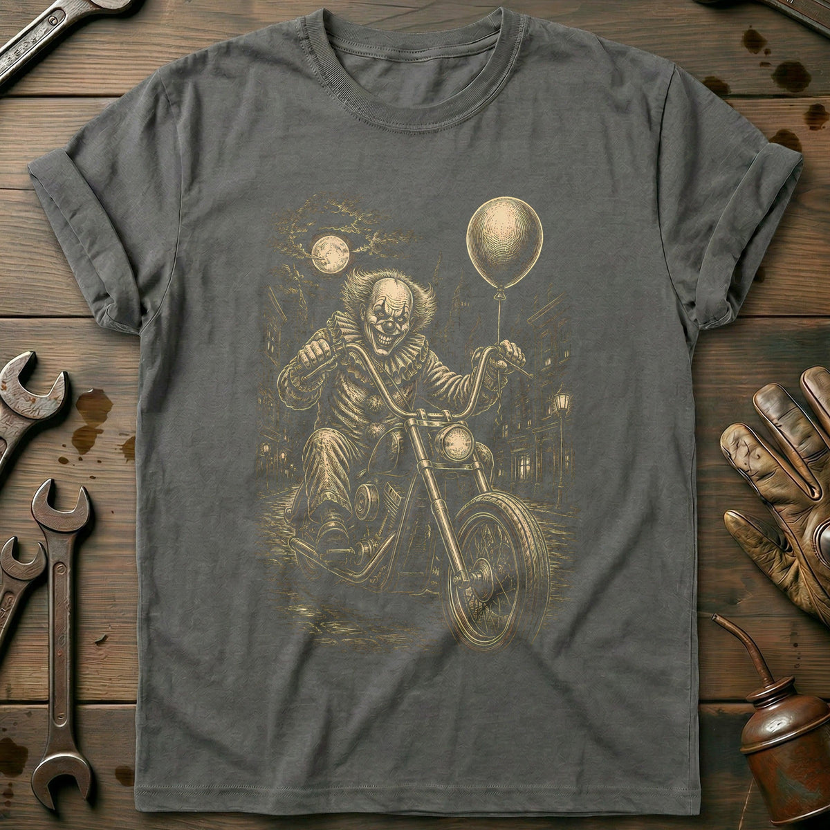Clown Scene Motorcycle T-Shirt GC Gift For Biker