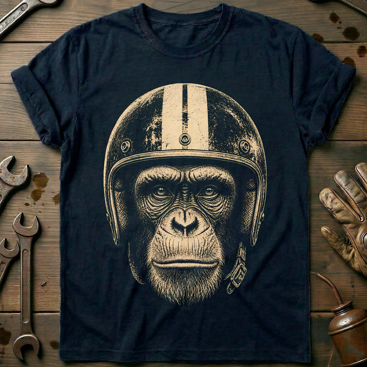 Chimp Helmet Motorcycle T-Shirt AU Gift For Biker