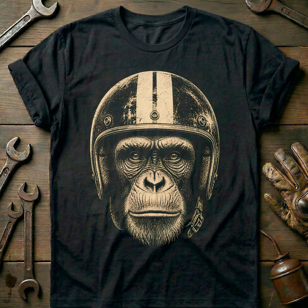 Chimp Helmet Motorcycle T-Shirt AU Gift For Biker