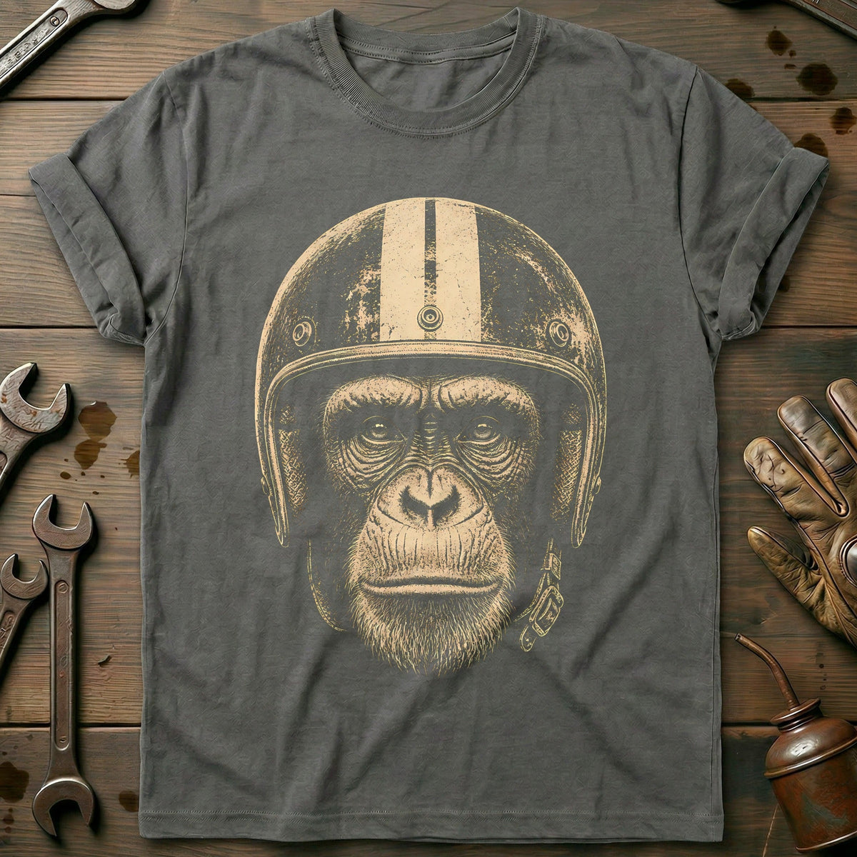 Chimp Helmet Motorcycle T-Shirt AU Gift For Biker