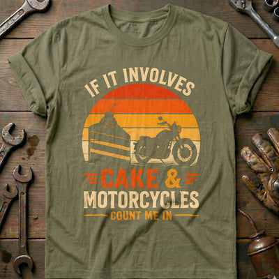 Cake and Motorcycles Sunset T-Shirt EU Gift For Biker