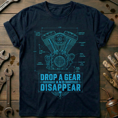 Drop a Gear Blueprint Motorcycle T-Shirt EU Gift For Biker