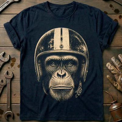 Chimp Helmet Motorcycle T-Shirt GC Gift For Biker