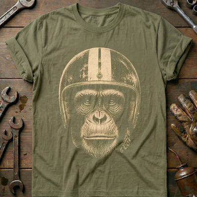 Chimp Helmet Motorcycle T-Shirt GC Gift For Biker