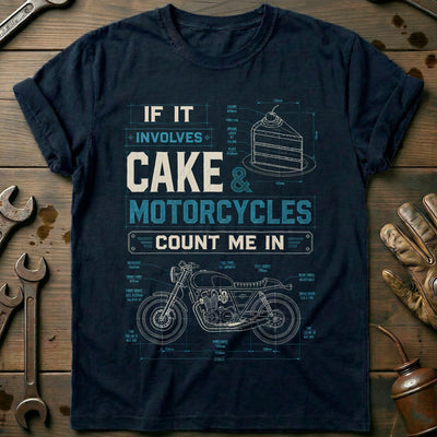 Cake and Motorcycles Blueprint T-Shirt AU Gift For Biker