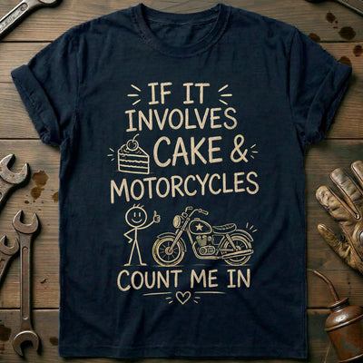 Cake and Motorcycles Doodle T-Shirt GC Gift For Biker