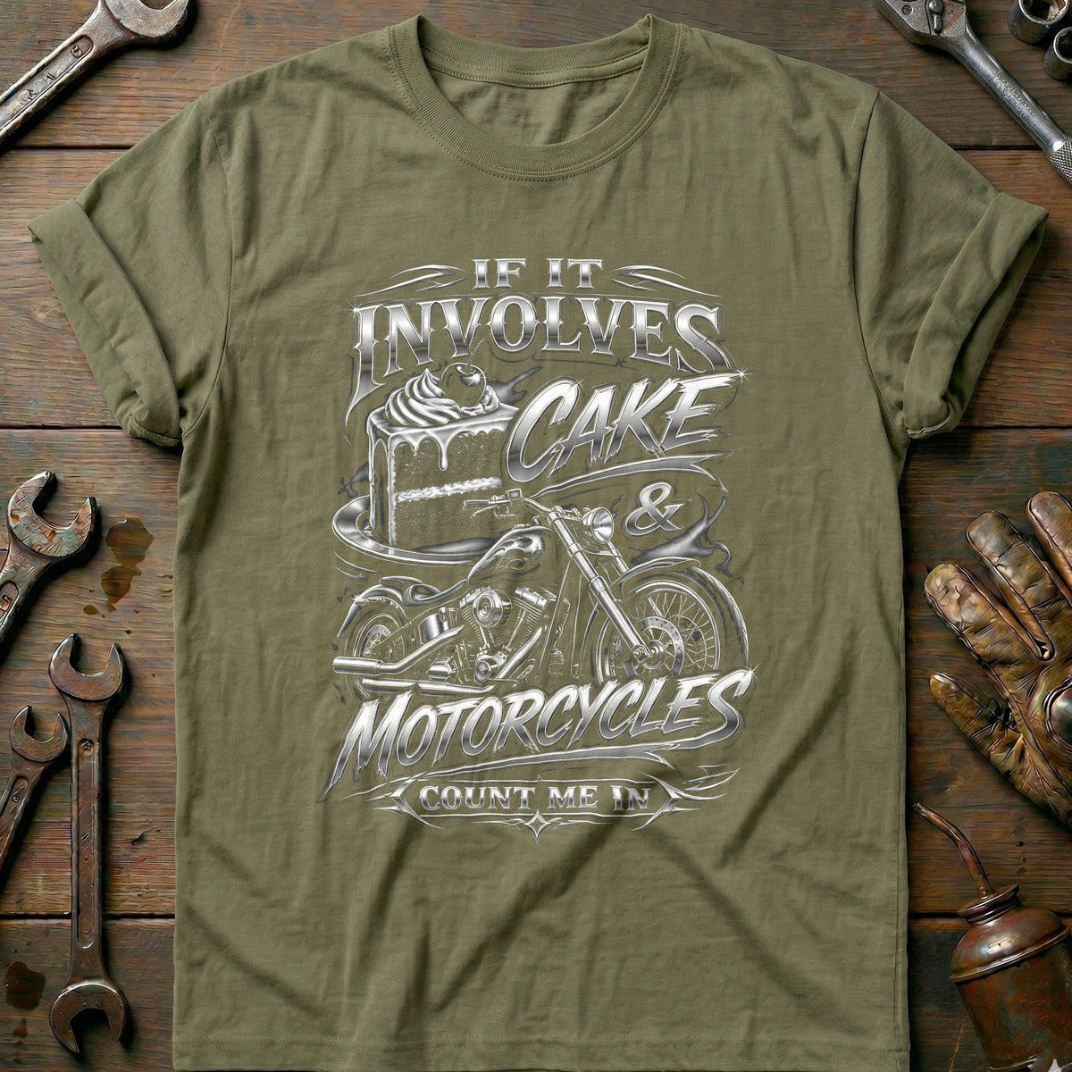 Cake and Motorcycles Airbrush T-Shirt US Gift For Biker