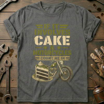Cake and Motorcycles Stencil T-Shirt US Gift For Biker