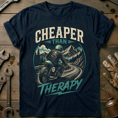 Cheaper Than Therapy Motorcycle T-Shirt EU Gift For Biker
