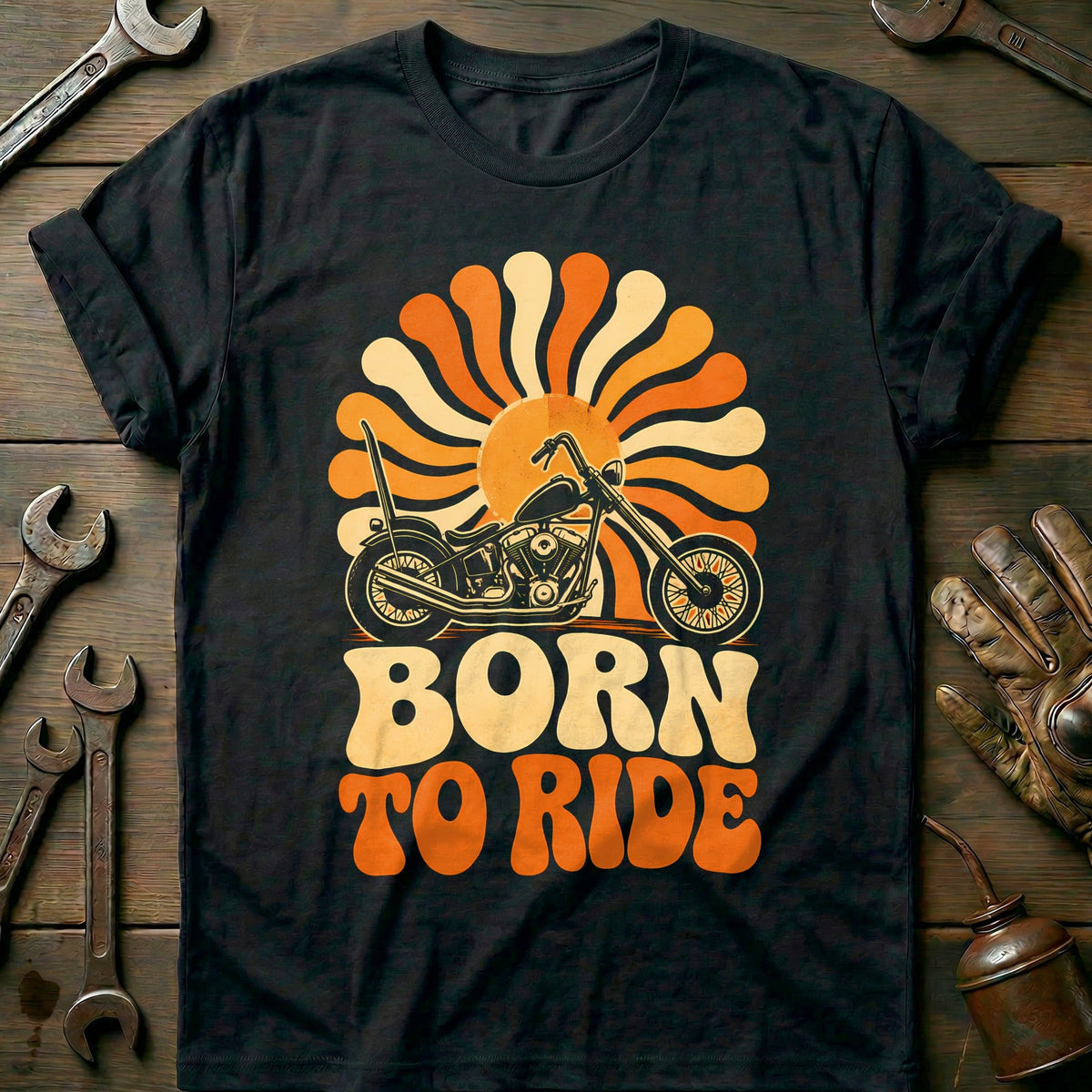 Born to Ride 70s Motorcycle T-Shirt EU Gift For Biker