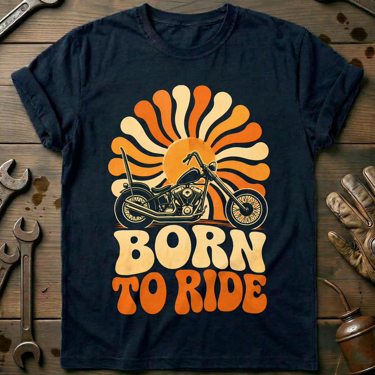 Born to Ride 70s Motorcycle T-Shirt EU Gift For Biker