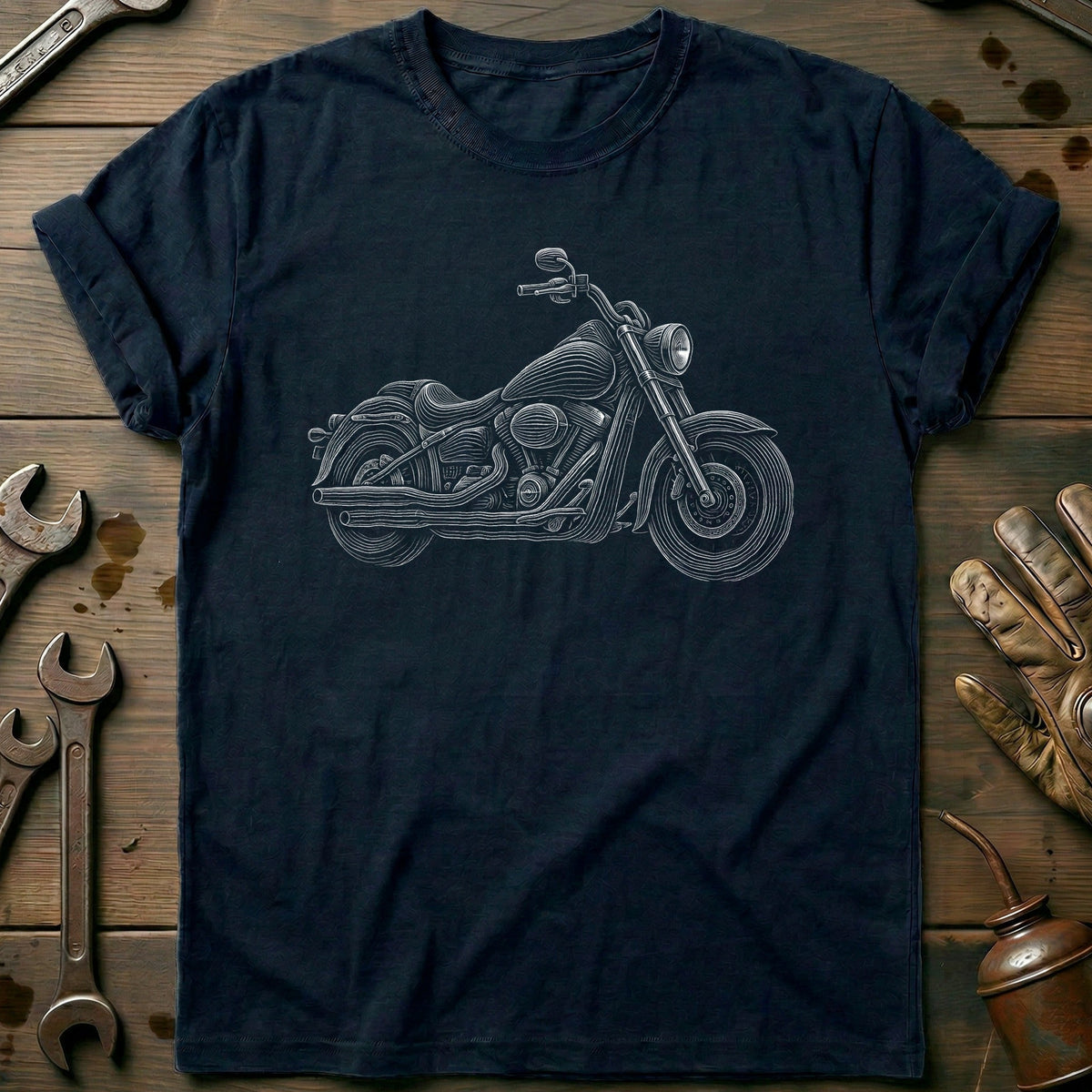 Cruiser Engraving Motorcycle T-Shirt GC Gift For Biker