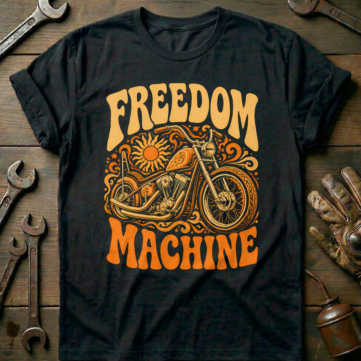 Freedom Machine Psychedelic Motorcycle T-Shirt US Gift For Biker
