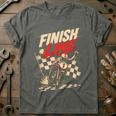 Finish Line Checkered Motorcycle T-Shirt US Gift For Biker