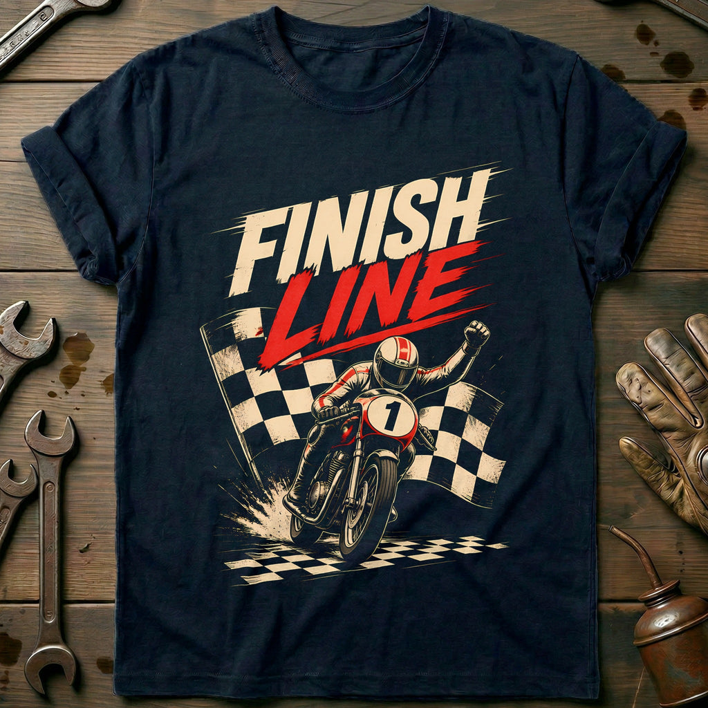 Finish Line Checkered Motorcycle T-Shirt GC Gift For Biker