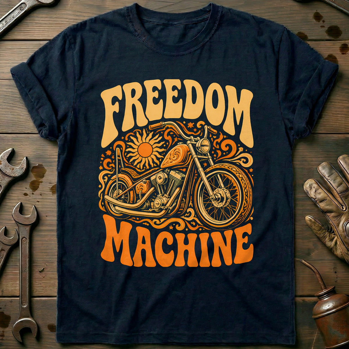 Freedom Machine Psychedelic Motorcycle T-Shirt Gift For Biker