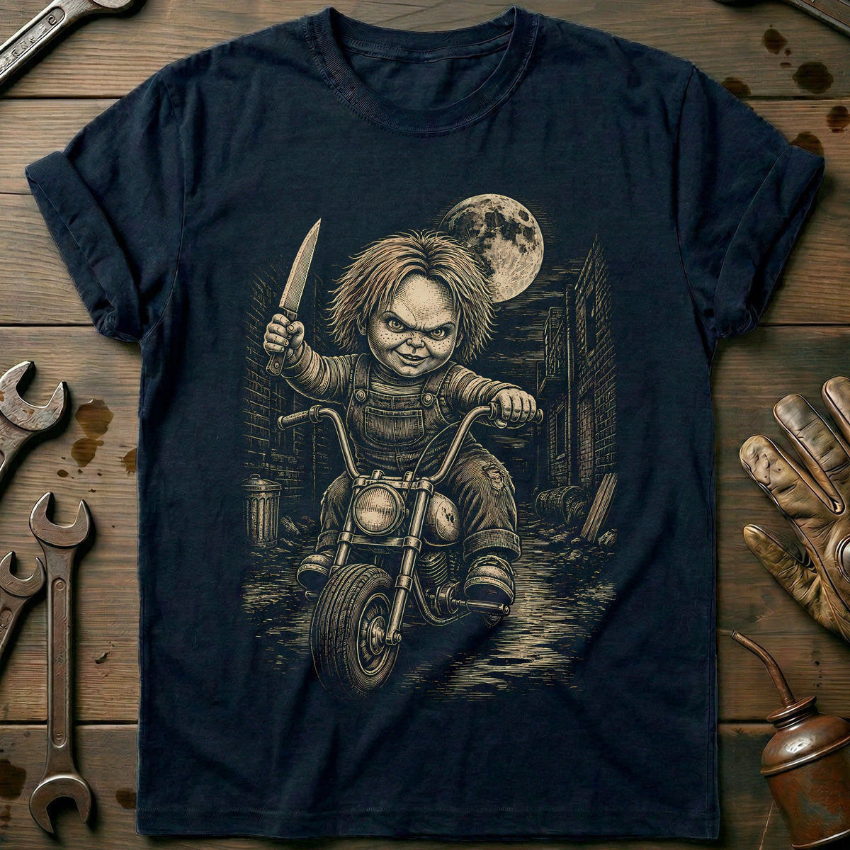 Doll Scene Motorcycle T-Shirt AU Gift For Biker